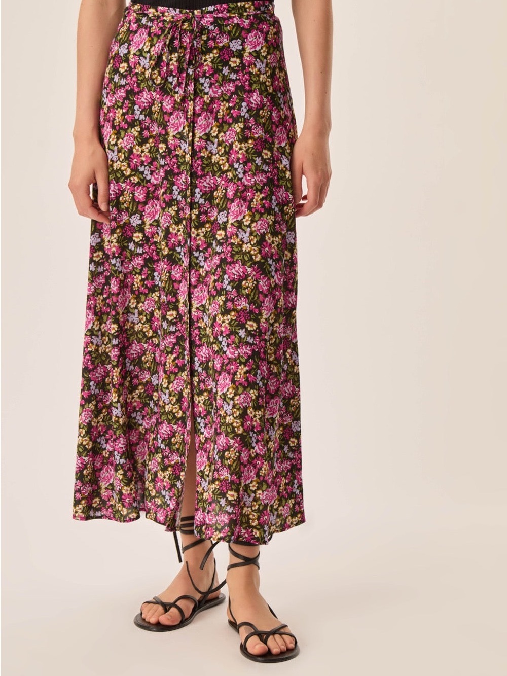 Des Petits Hauts A Line Midi Floral Skirt Size T3 / Medium / 10 UK Summer Europe